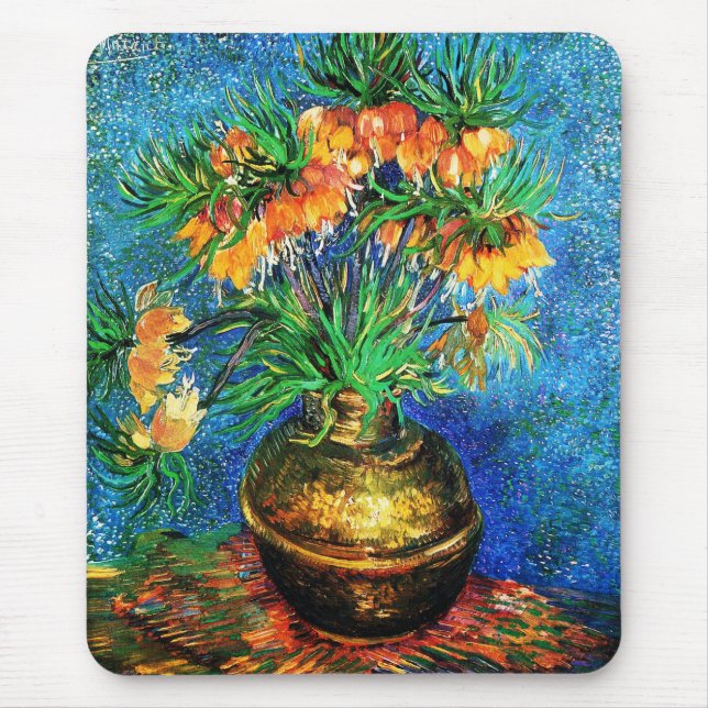 Fritillaries in a Copper Vase Van Gogh Fine Art Mouse Mat (Front)