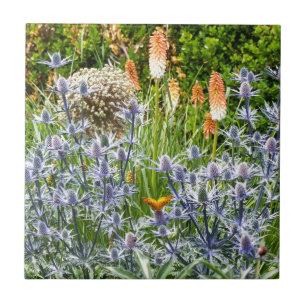 Fritillary Butterfly In A Summer Garden Tile