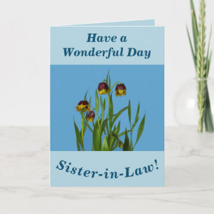 Fritillary Flowers Birthday Card for Sister-in-Law