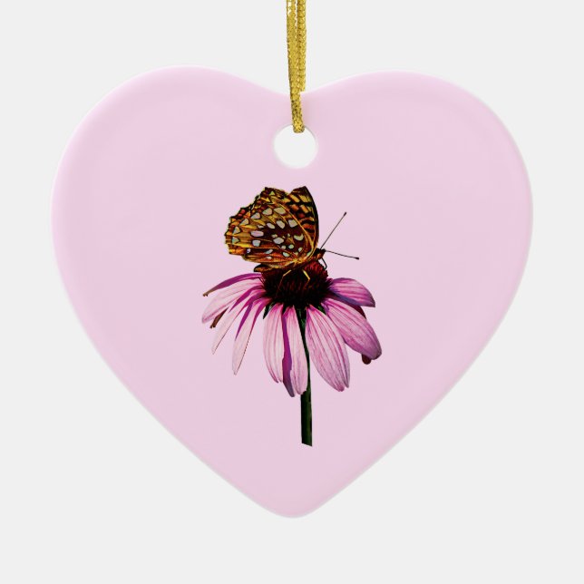Fritillary Purple ConeFlower Ceramic Tree Decoration (Front)