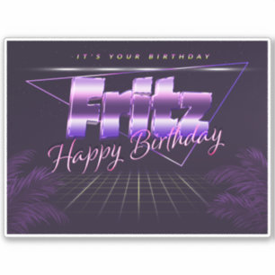 Fritz Name Vorname lila retro Sticker Geburtstag