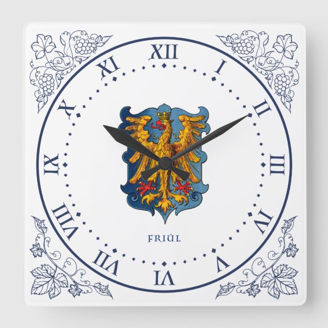 Friuli coat of arms square wall clock (Front)