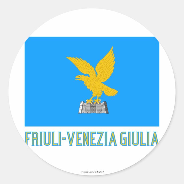Friuli-Venezia Giulia flag with name Classic Round Sticker (Front)