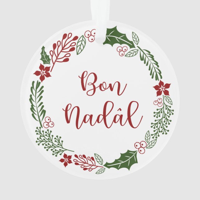 Friulian Merry Christmas Wreath, Bon Nadâl Ornament (Back)