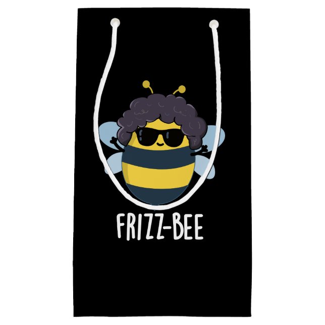 Frizz-Bee Funny Afro Bee Pun Dark BG Small Gift Bag (Front)