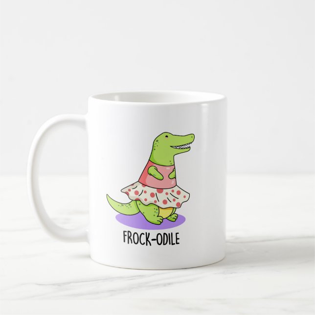 Frock-odile Funny Crocodile Pun  Coffee Mug (Left)
