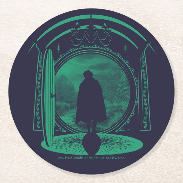 FRODO™ Leaving THE SHIRE™ Silhouette Round Paper Coaster (Front)