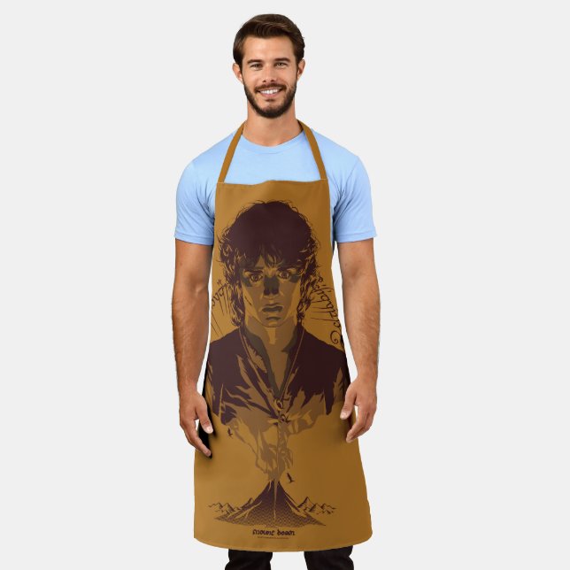 FRODO™ MOUNT DOOM™ Tengwar Inscription Graphic Apron (Worn)