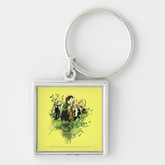 FRODO™ with Hobbits Vector Collage Key Ring (Front)