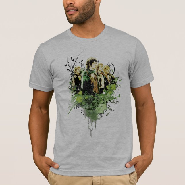 FRODO™ with Hobbits Vector Collage T-Shirt (Front)