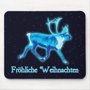 Froehliche Weihnachten - Blue Caribou (Reindeer) Mouse Mat