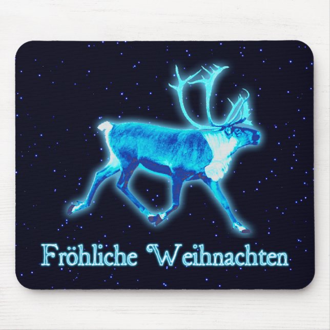 Froehliche Weihnachten - Blue Caribou (Reindeer) Mouse Mat (Front)
