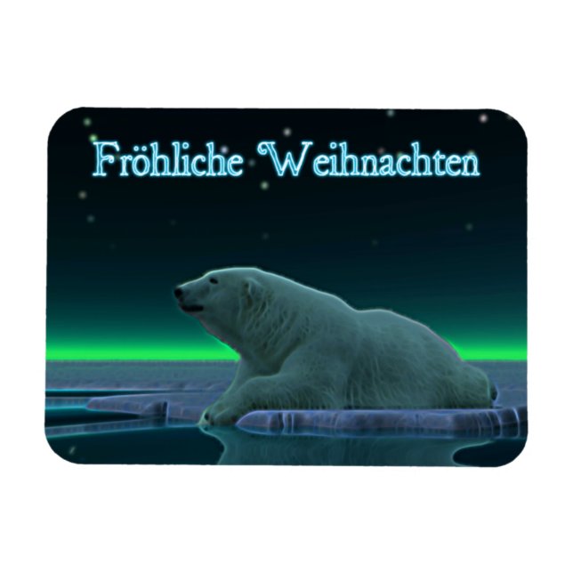 Froehliche Weihnachten - Ice Edge Polar Bear Magnet (Horizontal)