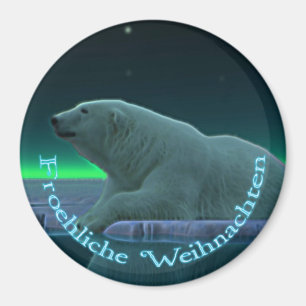 Froehliche Weihnachten - Ice Edge Polar Bear Magnet