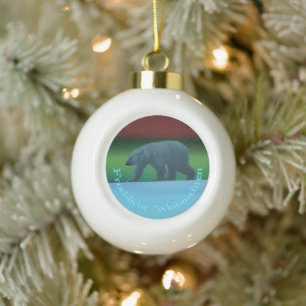 Froehliche Weihnachten - Polar Lights Polar Bear Ceramic Ball Christmas Ornament