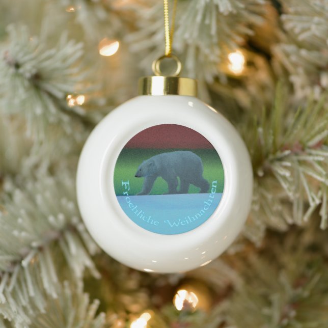 Froehliche Weihnachten - Polar Lights Polar Bear Ceramic Ball Christmas Ornament (Tree)