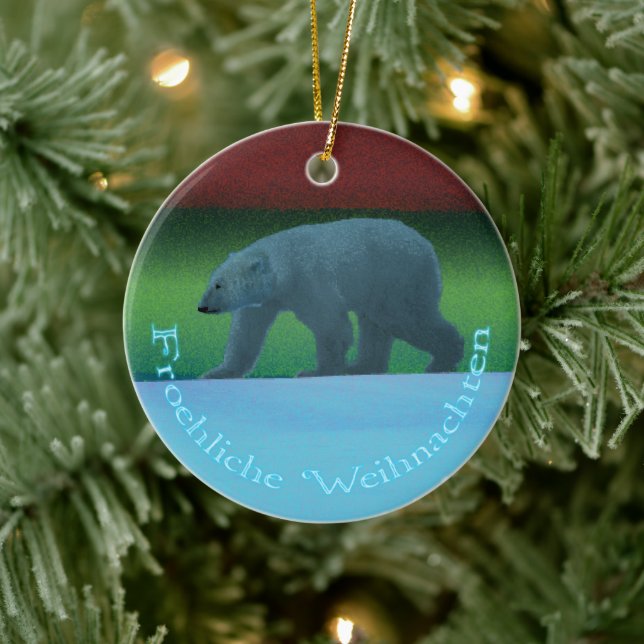 Froehliche Weihnachten- Polar Lights Polar Bear Ceramic Tree Decoration (Tree)