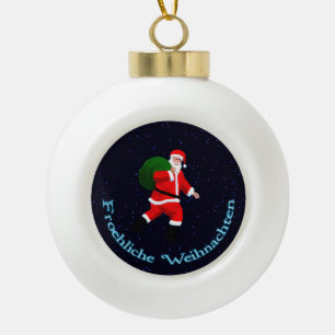 Froehliche Weihnachten - Santa Claus Ceramic Ball Christmas Ornament
