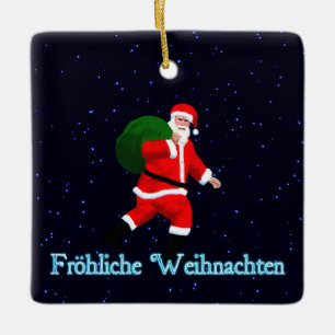 Froehliche Weihnachten - Santa Claus Ceramic Ornament