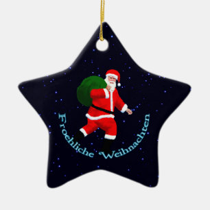 Froehliche Weihnachten - Santa Claus Ceramic Tree Decoration