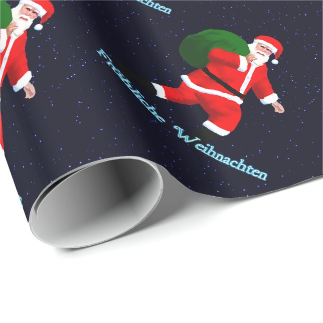 Froehliche Weihnachten - Santa Claus Wrapping Paper (Roll Corner)