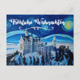 Froehliche Weihnachten Winter Märchenschloss Postcard