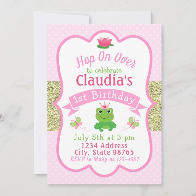 Frog 1st Birthday Invitation (Front)