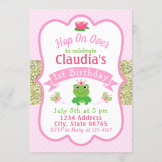 Frog 1st Birthday Invitation