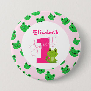 Frog 1st Birthday party baby girl supplies Paper 7.5 Cm Round Badge