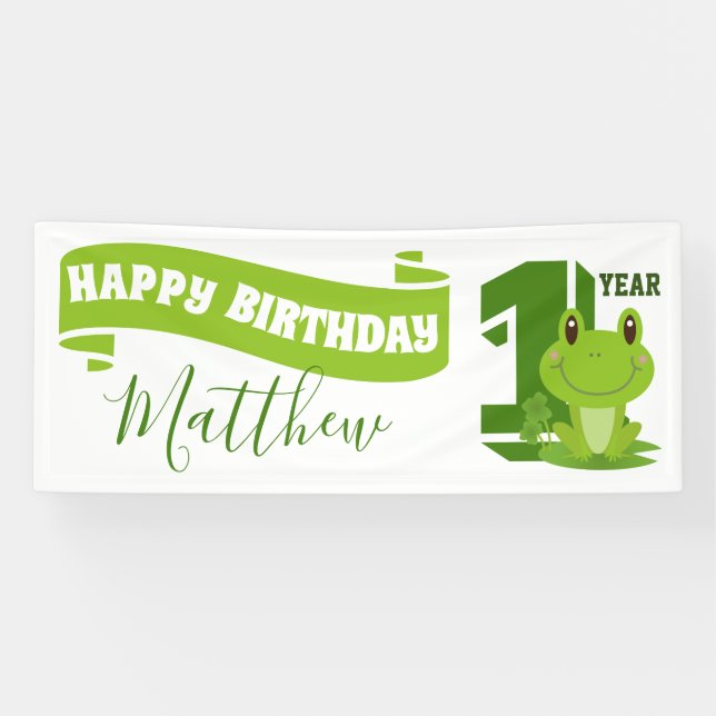 Frog 1st birthday party banner (Horizontal)
