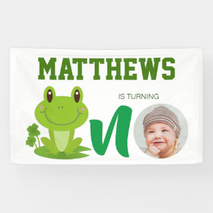 Frog 1st birthday party banner