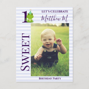 Frog 1st Birthday party invitation Postcard
