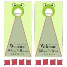 Frog 1st birthday party welcome Cornhole Set