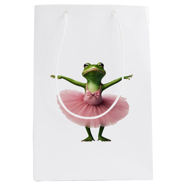 Frog 2 ballerina, frog, dancer, toad, Ai generated Medium Gift Bag (Front)