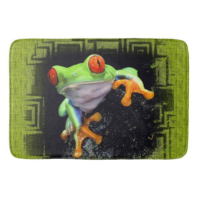 Frog 3 Bordered Options Bath Mat (Front)