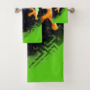 Frog 3 Bordered  Towel Set