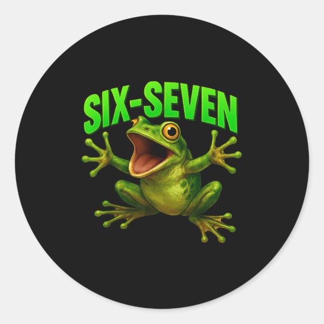 Frog 67 Meme Six Seven Funny Gen Alpha  Classic Round Sticker (Front)