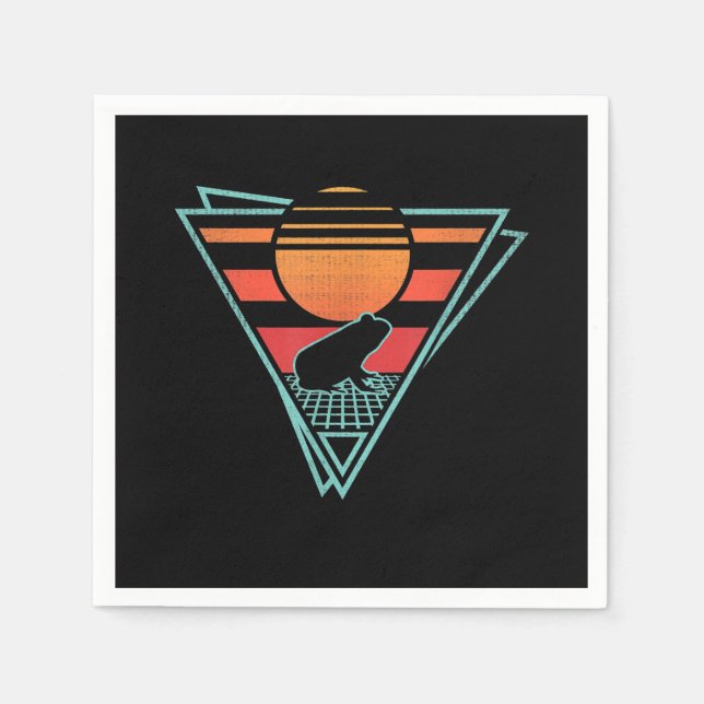 Frog 80s EDM Synthwave Gift Napkin (Front)
