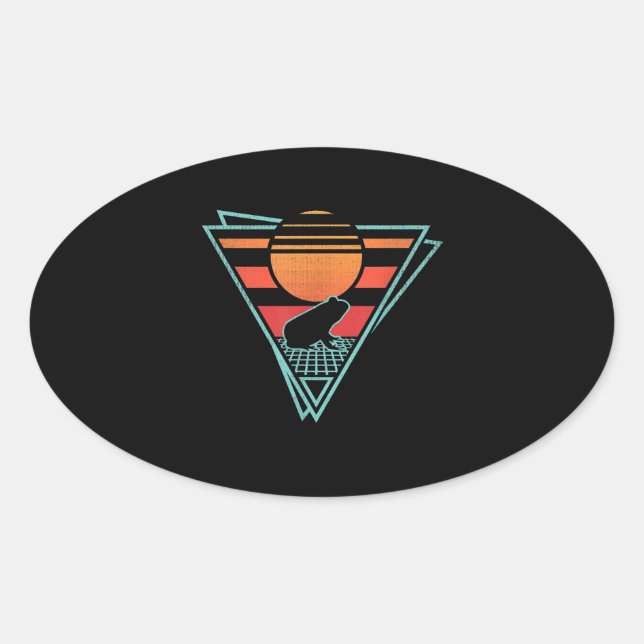Frog 80s EDM Synthwave Gift Oval Sticker (Front)