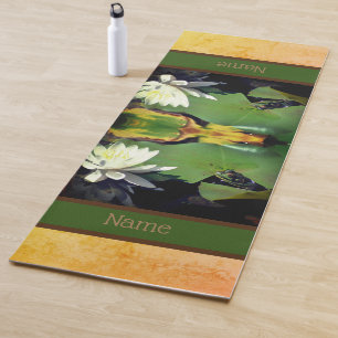 Frog Admiring Lotus Flower Personalised Yoga Mat
