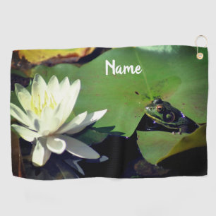 Frog Admiring Water Lily Personalised  Golf Towel