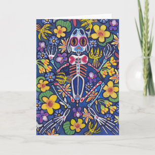 Frog among flowers card