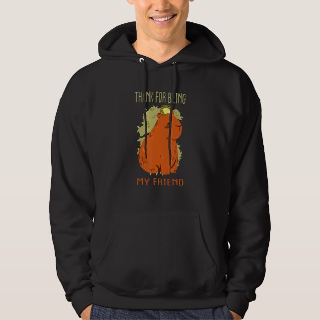 Frog And Capybara Animals Friends Thank For Being  Hoodie (Front)