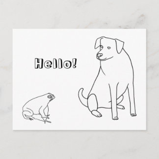 Frog and Dog, Hello, Coloring Postcards 2