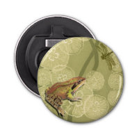 Frog and Dragonfly on Water Lilies