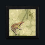 Frog and Dragonfly on Water Lilies Gift Box<br><div class="desc">This contemporary fine art print of a frog and a dragonfly on water lilies will brighten any product you choose. Get it on your favourite Zazzle product today!</div>
