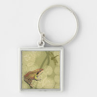 Frog and Dragonfly on Water Lilies