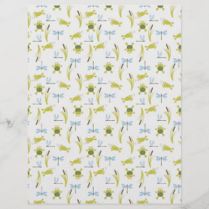 Frog and Dragonfly Scrapbook Paper