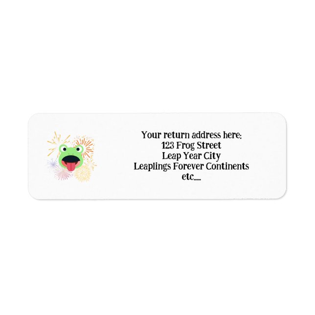 Frog and Fireworks Design Return Address Label (Front)
