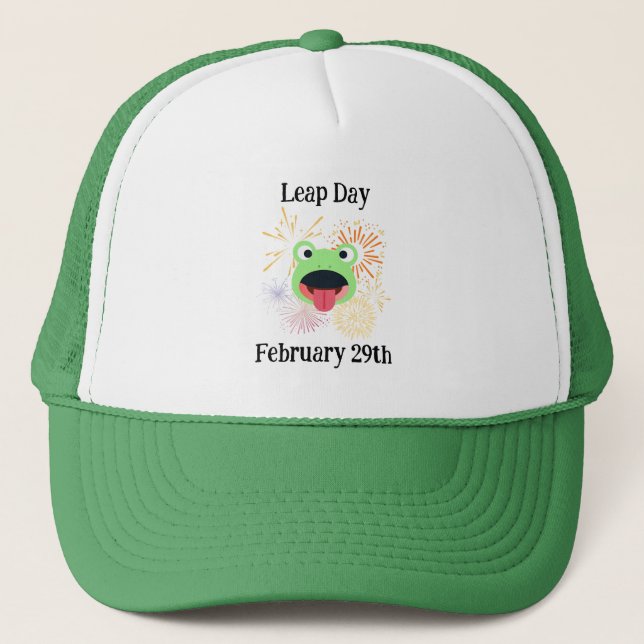 Frog and Fireworks Design Trucker Hat (Front)